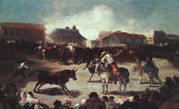 Village Corrida Romantique moderne Francisco Goya Peinture à l'huile